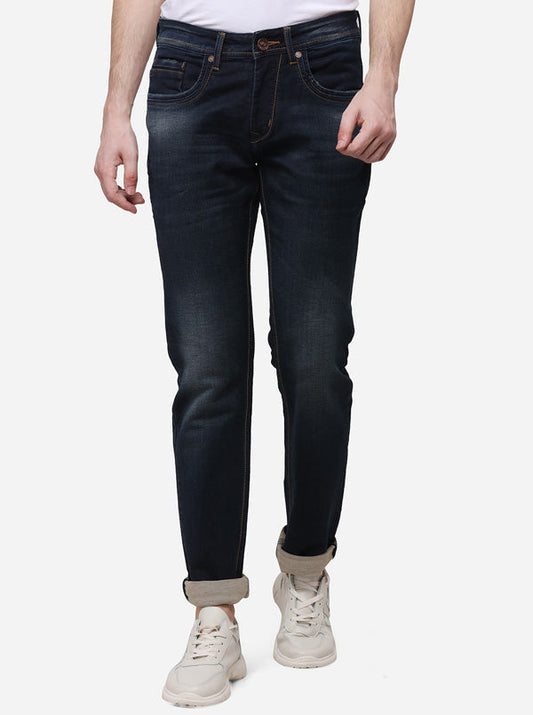 Night Blue Narrow Fit Solid Jeans | JB Sport
