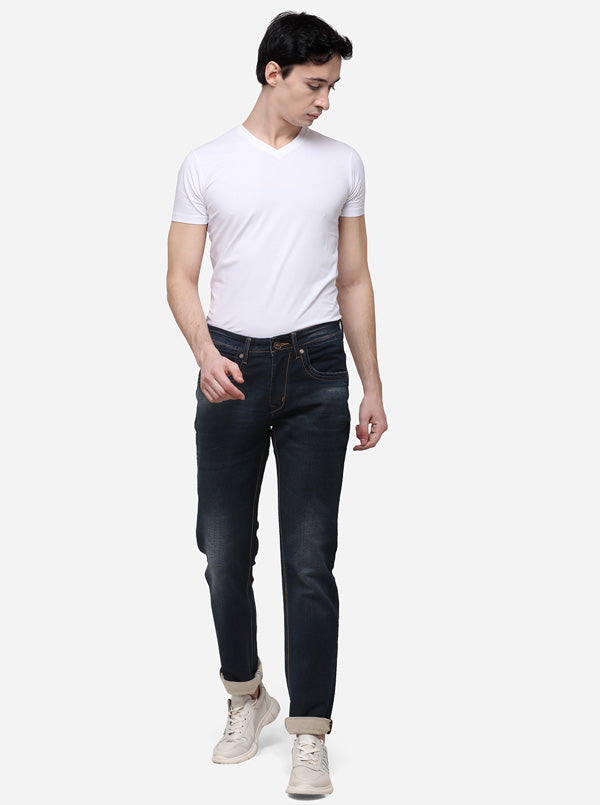 Night Blue Narrow Fit Solid Jeans | JB Sport