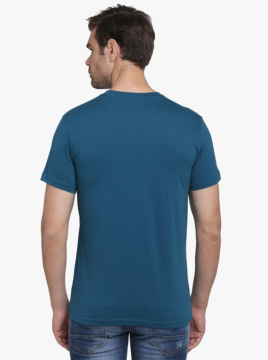 Aegean Blue Solid Slim Fit T-Shirt  | JadeBlue Sport