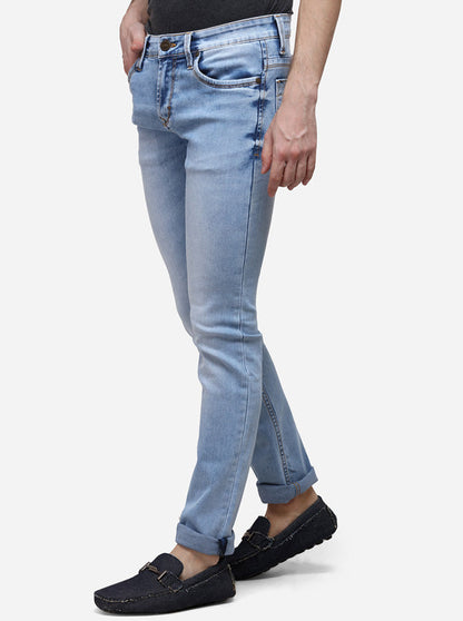 Light Blue Slim Fit Solid Jeans | JB Sport