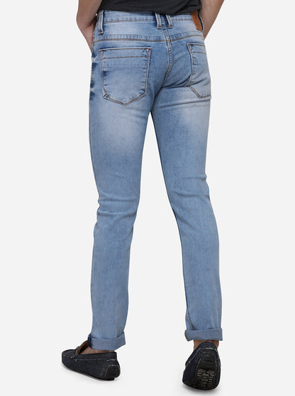 Light Blue Slim Fit Solid Jeans | JB Sport