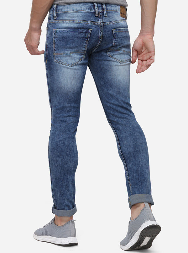 Light Blue Narrow Fit Solid Jeans | Greenfibre