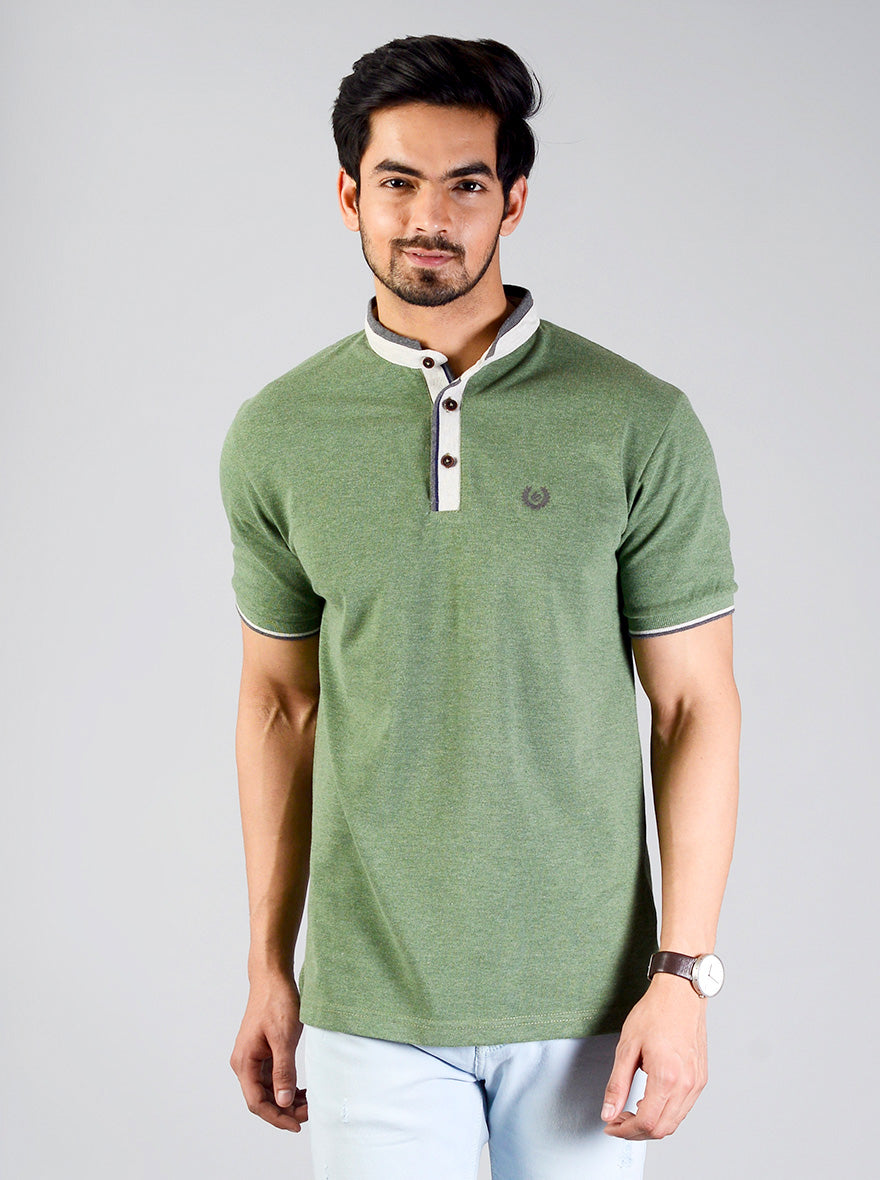 Hedge Green Solid Slim Fit Polo T-shirt | Greenfibre