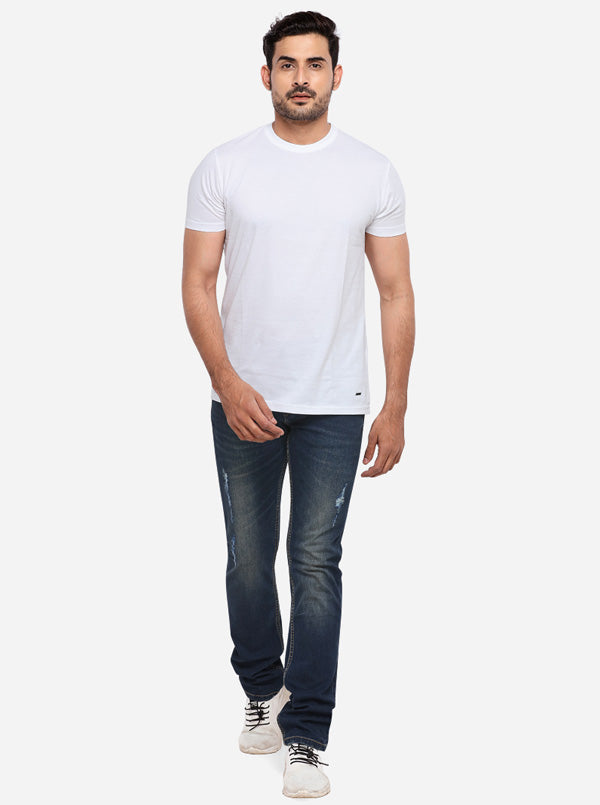 Indigo Blue Washed Slim Fit Jeans | JadeBlue