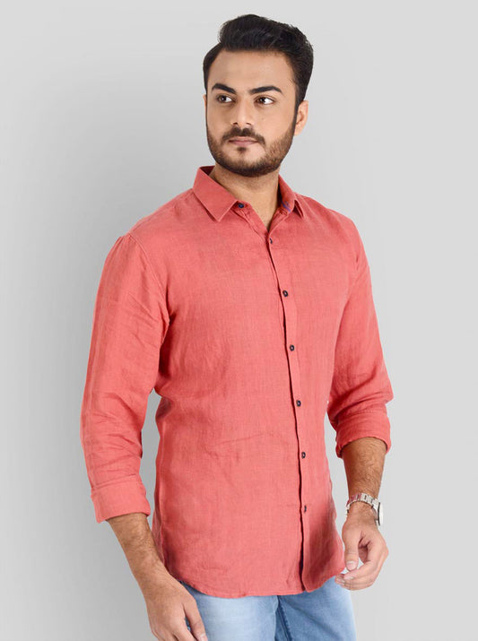 Paprika Red Solid Slim Fit Casual Shirt | JB Sport