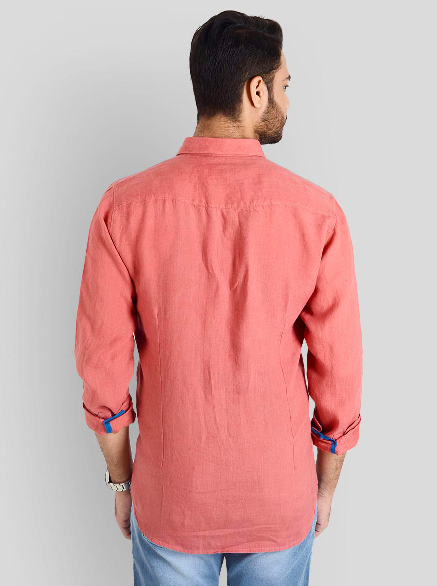 Paprika Red Solid Slim Fit Casual Shirt | JB Sport