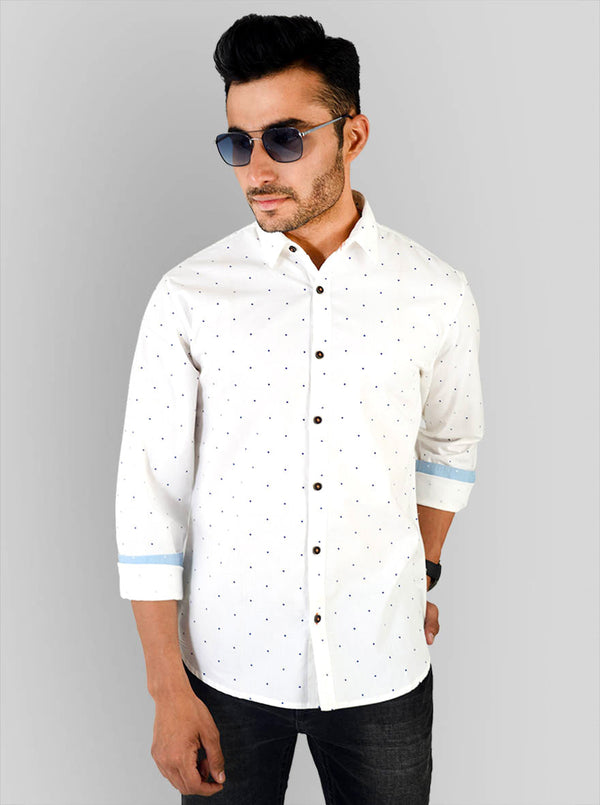 Vanilla White Solid Slim Fit Casual Shirt | Greenfibre