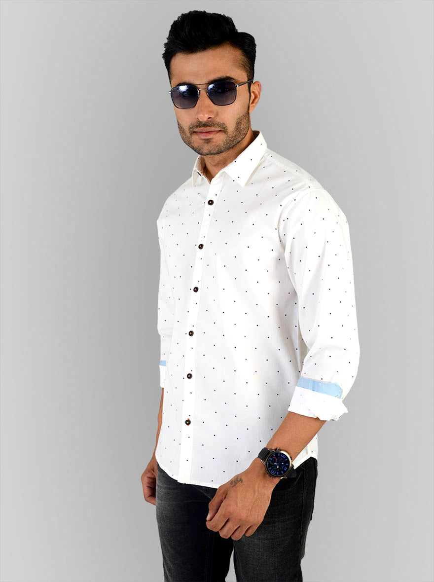 Vanilla White Solid Slim Fit Casual Shirt | Greenfibre