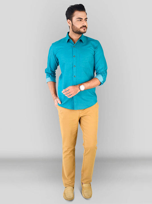 Sea Green Solid Slim Fit Casual Shirt | JB Sport