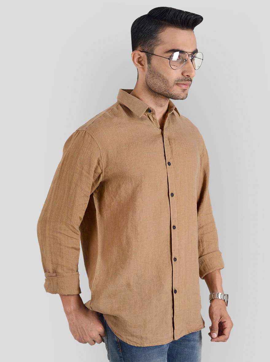 Wet Wood Solid Slim Fit Casual Shirt | JB Sport