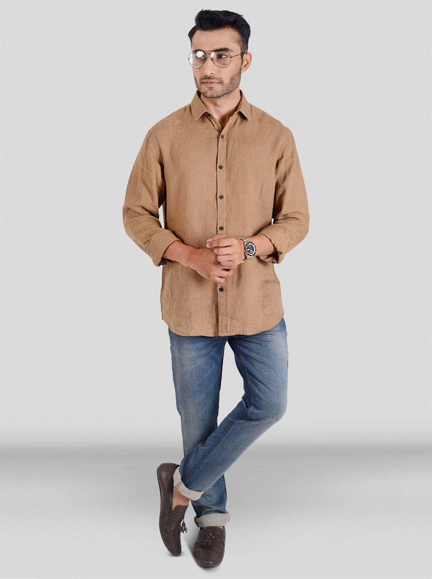 Wet Wood Solid Slim Fit Casual Shirt | JB Sport