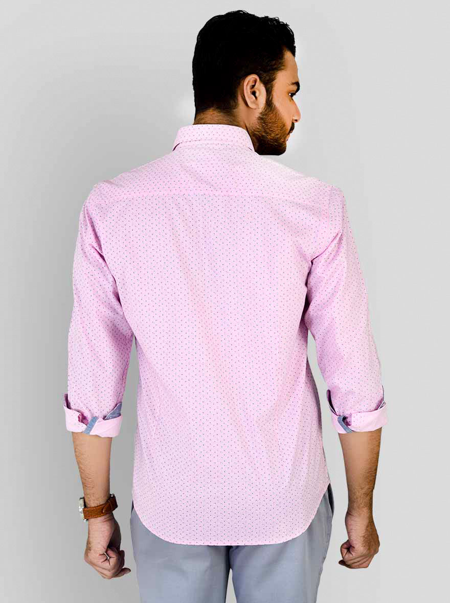 Strawberry Pink Printed Slim Fit Casual Shirt | JB Sport