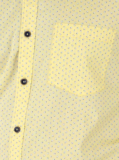 Lemon Yellow Printed Slim Fit Casual Shirt | JB Sport