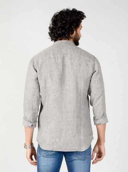 Black & White Solid Slim Fit Casual Shirt | JB Sport