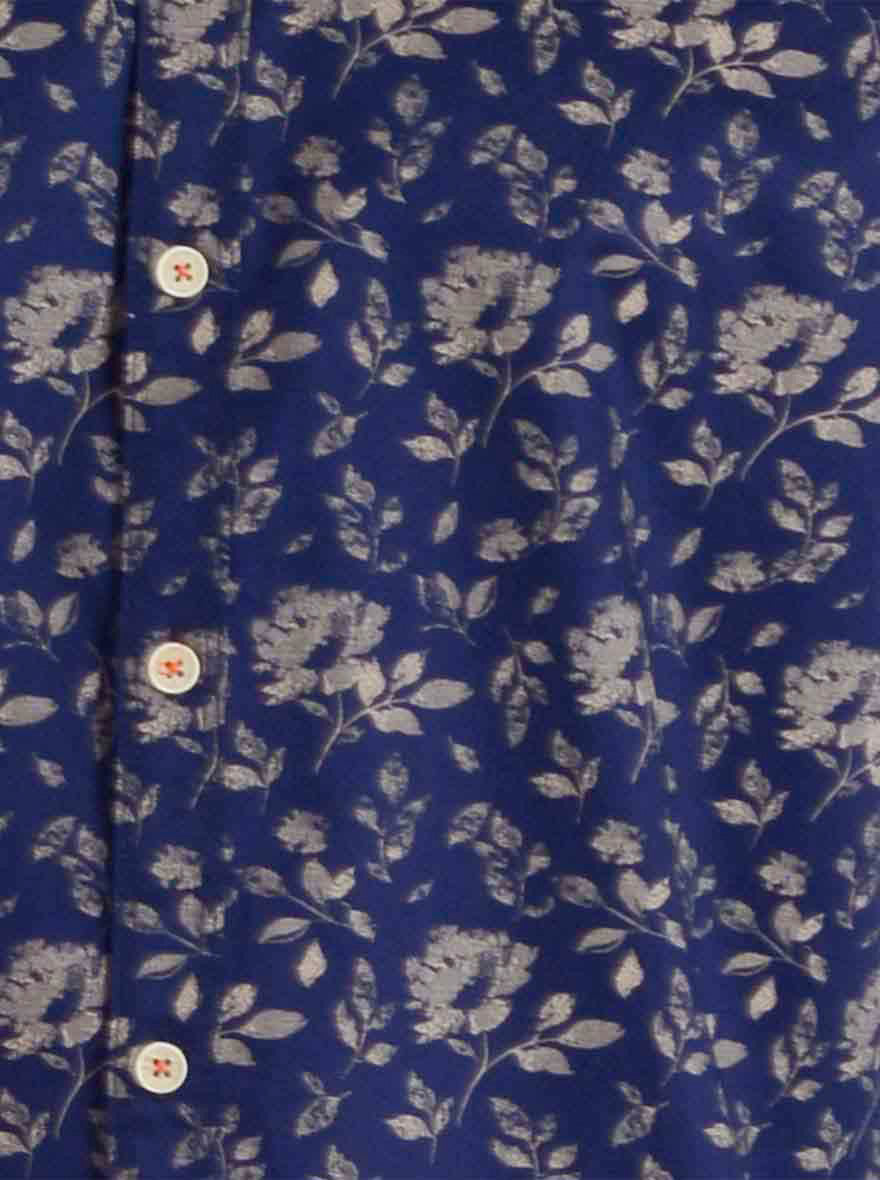 Midnight Navy Printed Slim Fit Casual Shirt | JB Sport