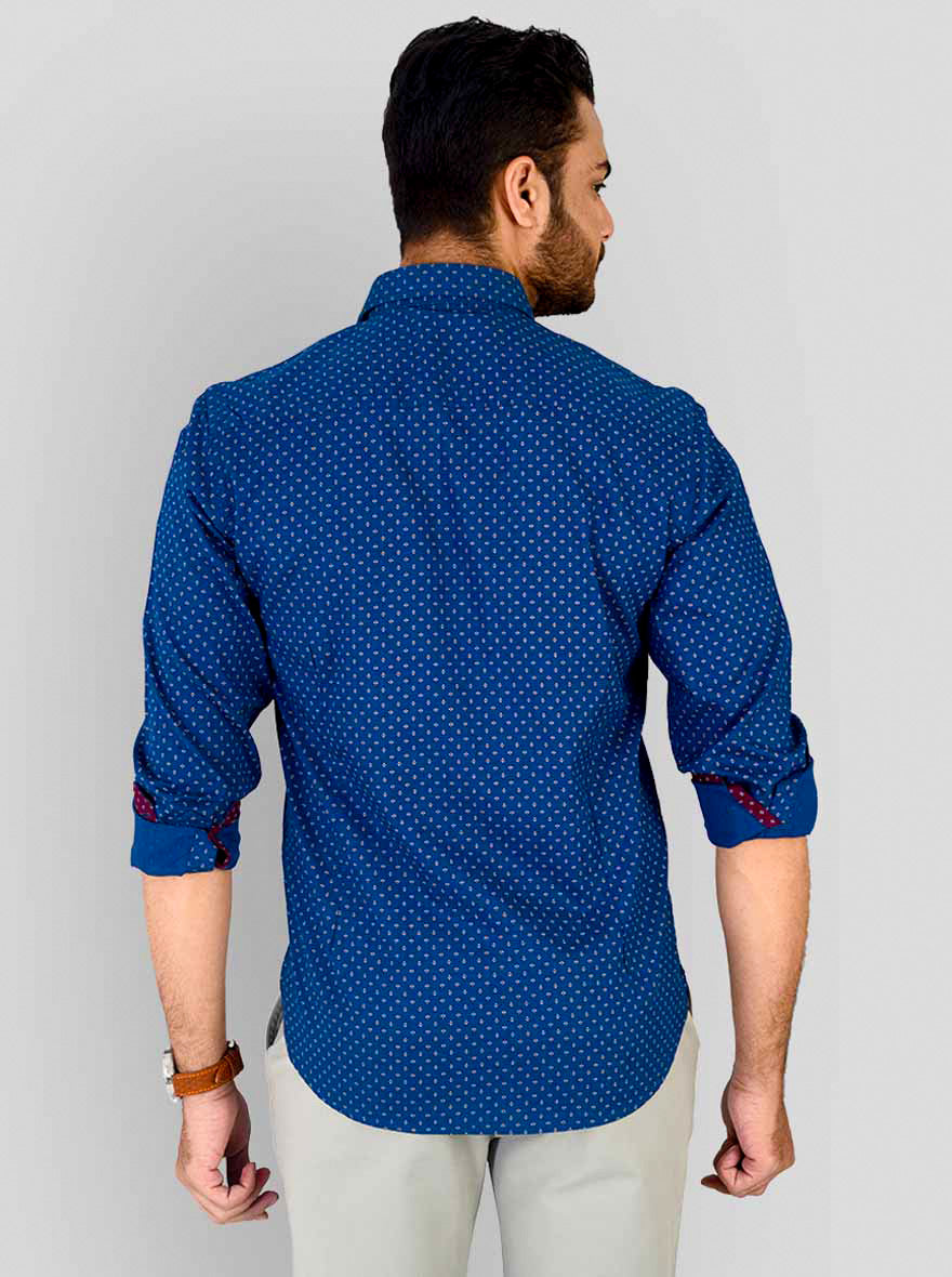 Metal Blue Printed Slim Fit Casual Shirt | JB Sport