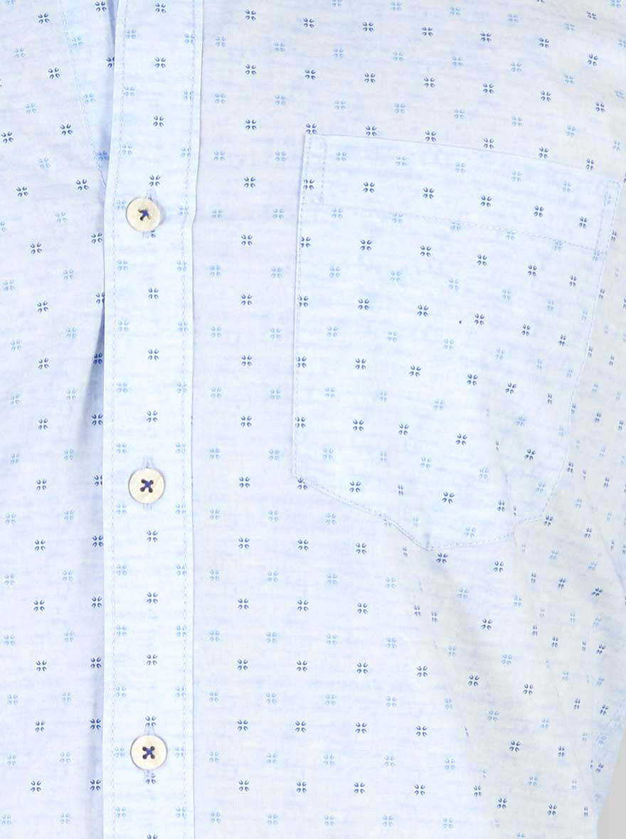 Sky Blue Printed Slim Fit Casual Shirt | JB Sport