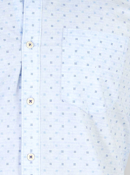 Sky Blue Printed Slim Fit Casual Shirt | JB Sport