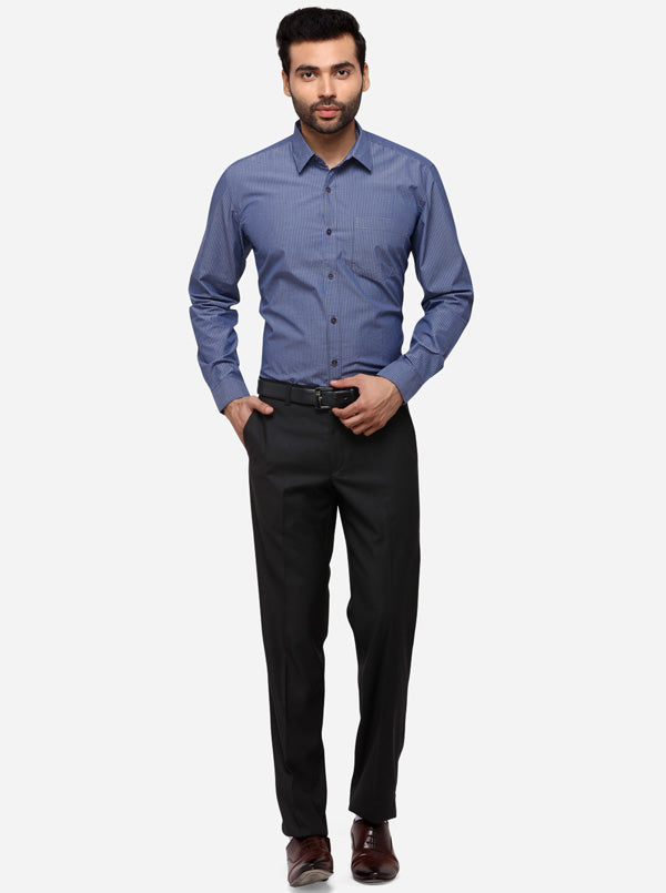 Blue Tailored Fit Checked Casual Shirt | JB Sport