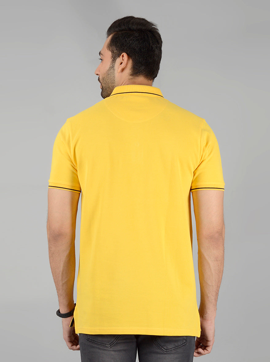 Yellow Solid Slim Fit Polo T-Shirt | JB Sport