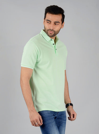 Light Green Solid Slim Fit Polo T-Shirt | JB Sport
