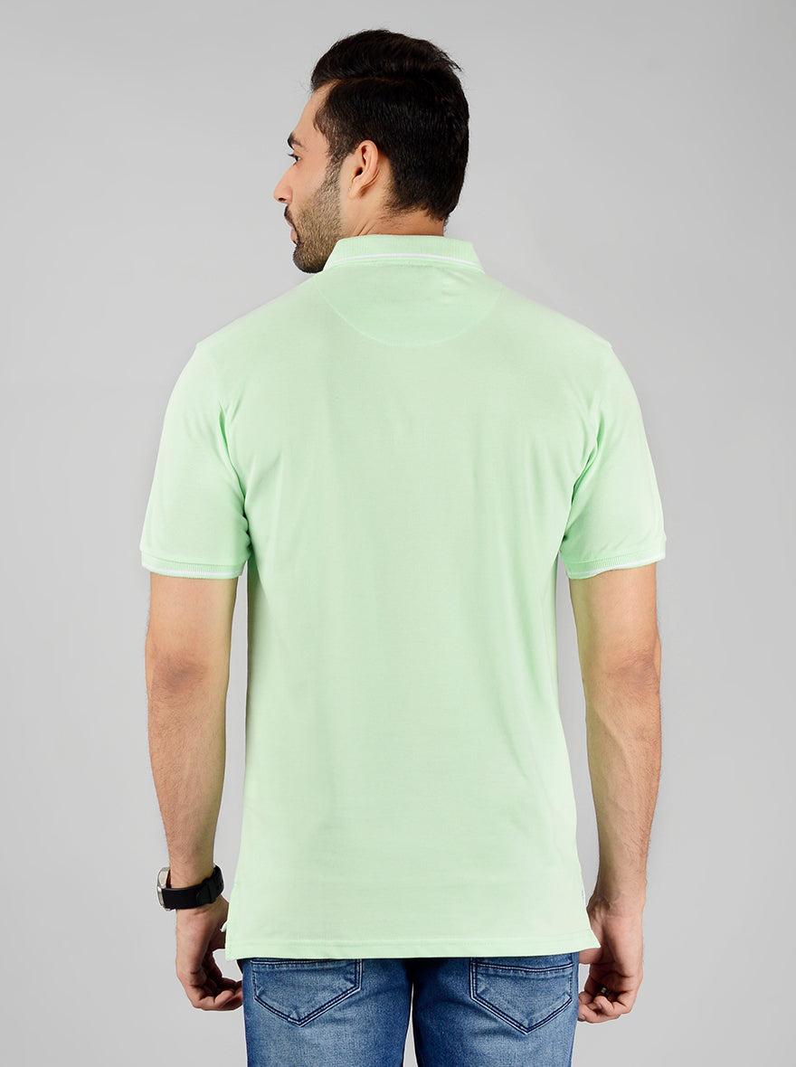 Light Green Solid Slim Fit Polo T-Shirt | JB Sport