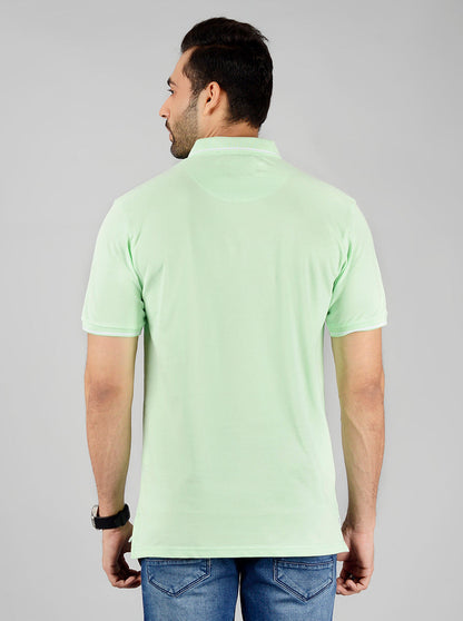 Light Green Solid Slim Fit Polo T-Shirt | JB Sport