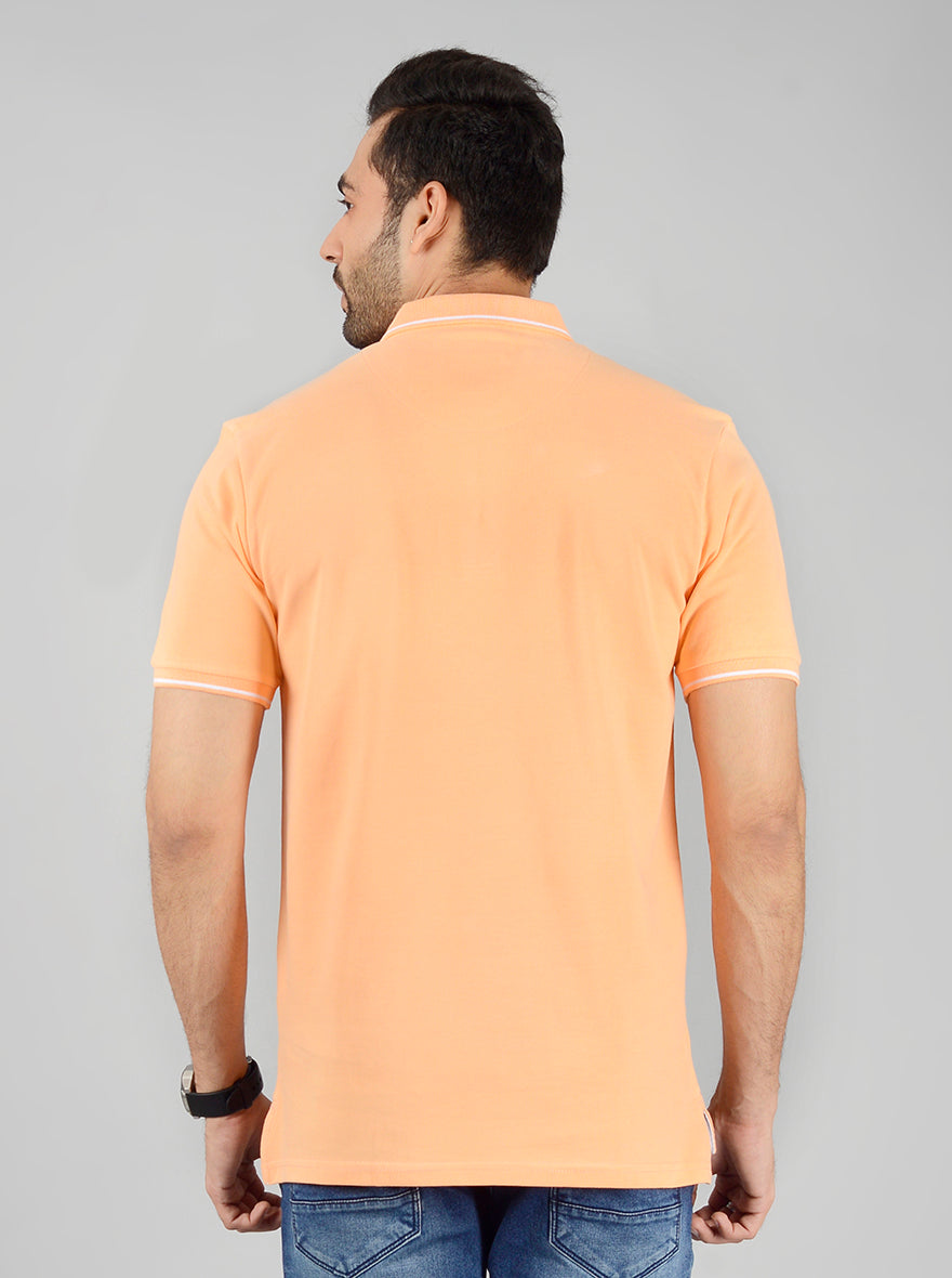 Peach Solid Slim Fit Polo T-Shirt | JB Sport