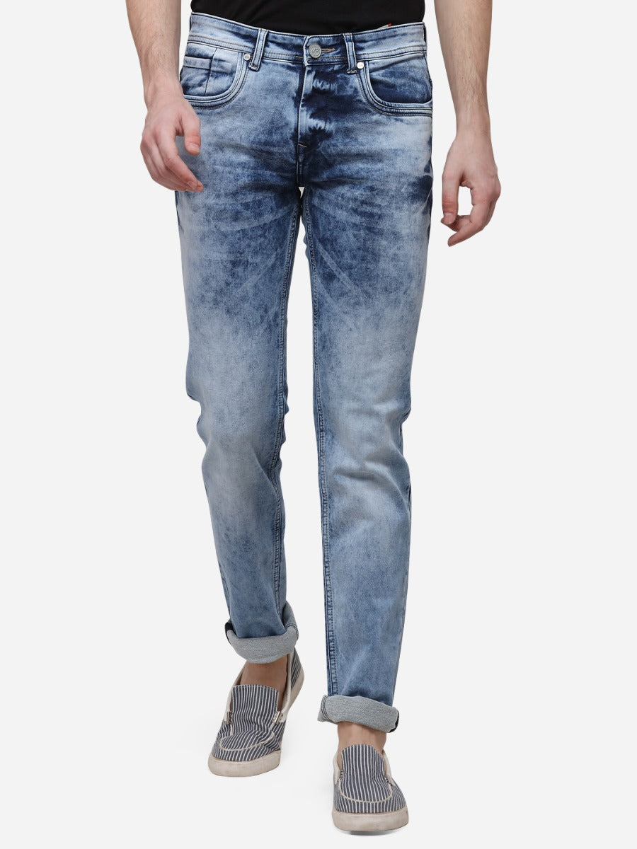 Sky Blue Solid Slim Fit Jeans | JB Sport