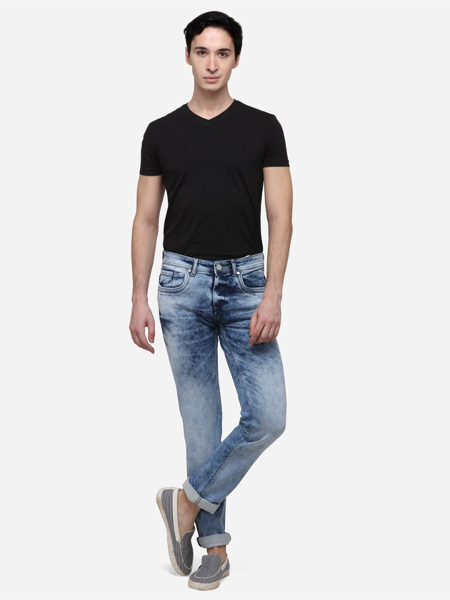 Sky Blue Solid Slim Fit Jeans | JB Sport