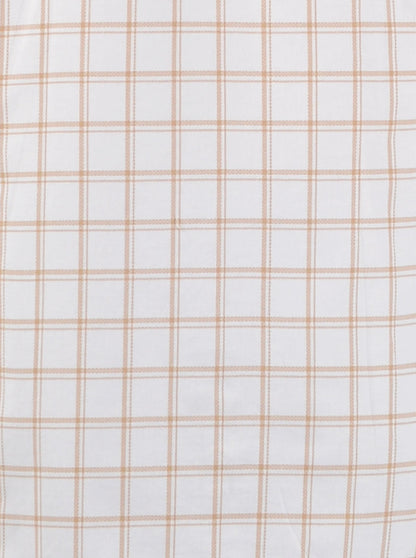 Cream Checked Slim Fit Casual Shirt | Greenfibre