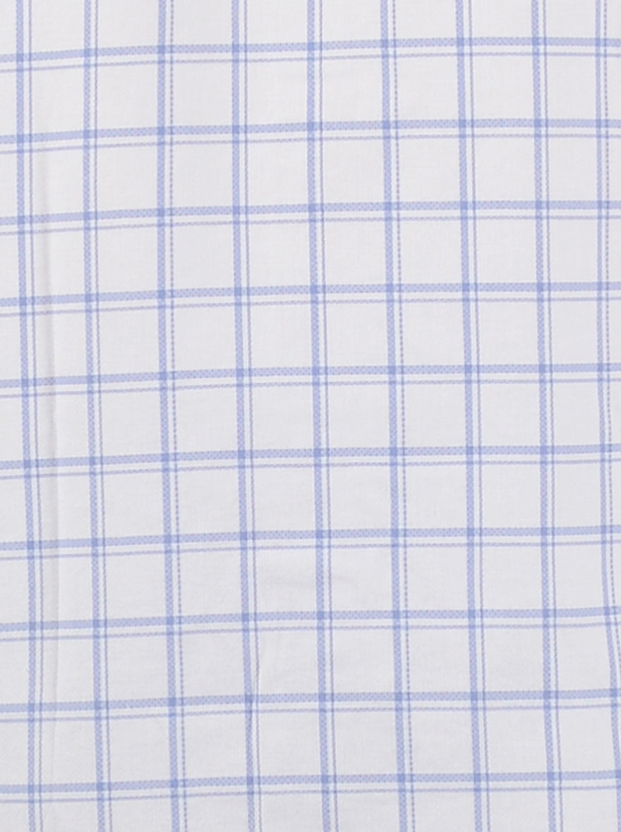 White and Blue Checked Slim Fit Casual Shirt | Greenfibre