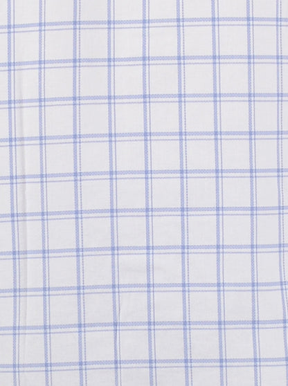 White and Blue Checked Slim Fit Casual Shirt | Greenfibre