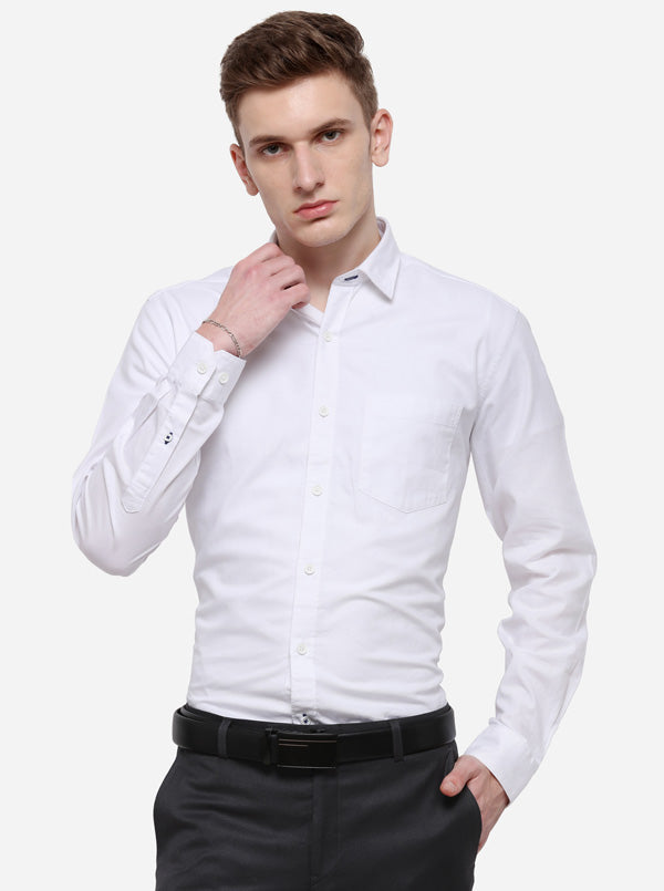 White Solid Smart Fit Casual Shirt | Greenfibre