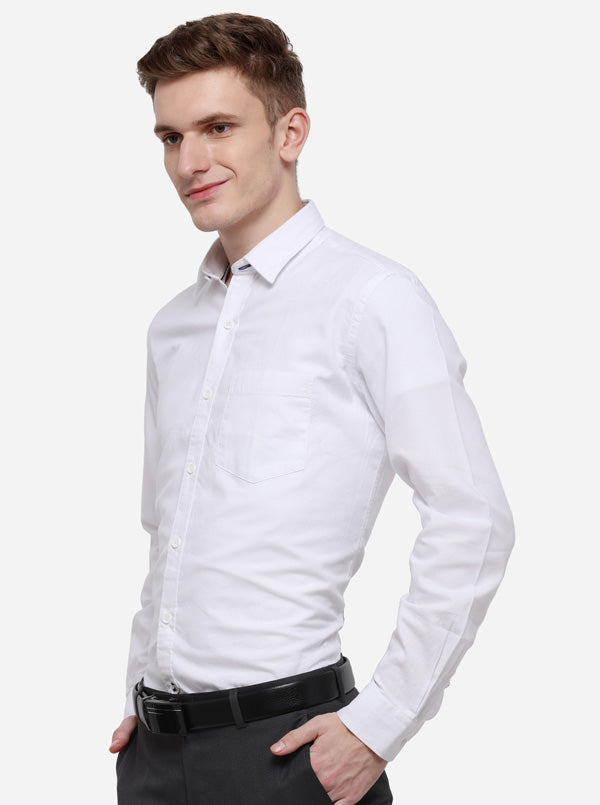 White Solid Smart Fit Casual Shirt | Greenfibre