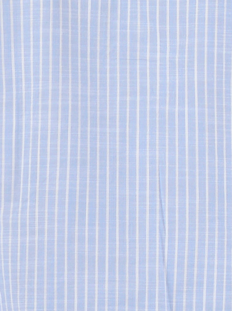 White and Blue Striped Slim Fit Casual Shirt | Greenfibre