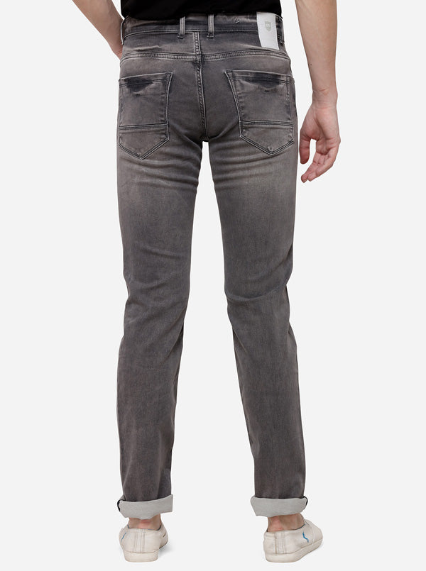 Silver Grey Slim Fit Solid Jeans | JB Sport