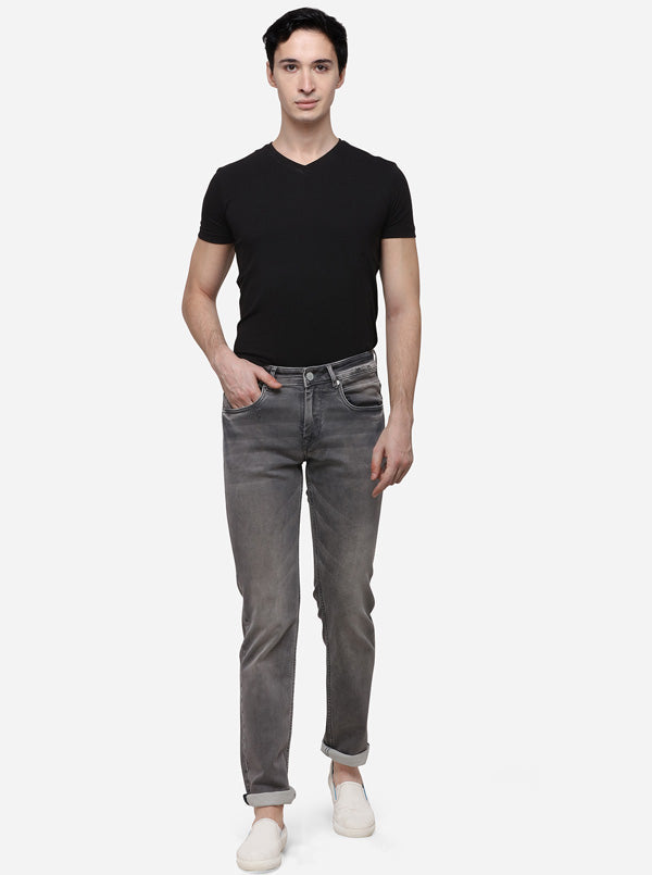 Silver Grey Slim Fit Solid Jeans | JB Sport