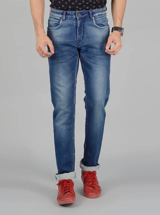 Dark Blue Washed Straight Fit Jeans | JB Sport