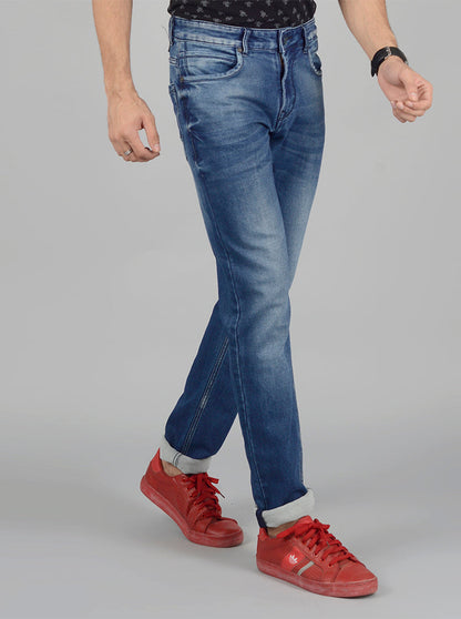 Dark Blue Washed Straight Fit Jeans | JB Sport