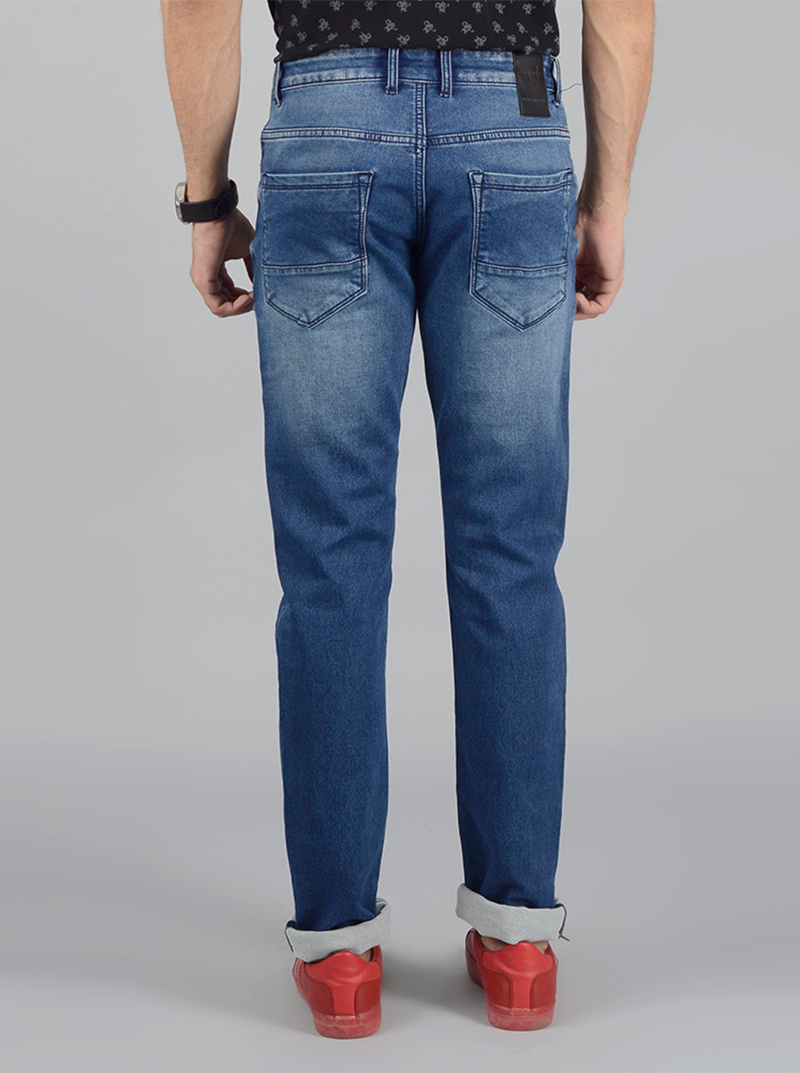 Dark Blue Washed Straight Fit Jeans | JB Sport