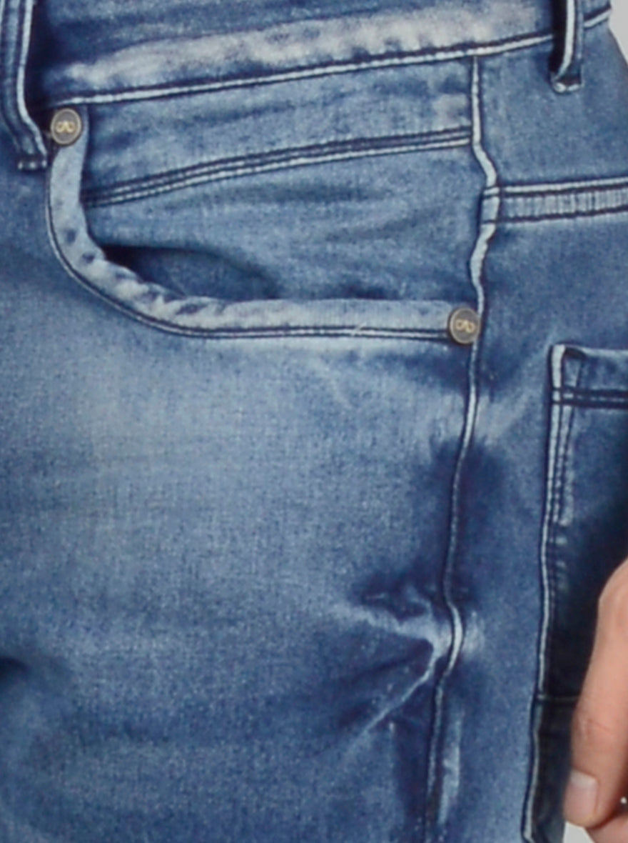 Dark Blue Washed Straight Fit Jeans | JB Sport