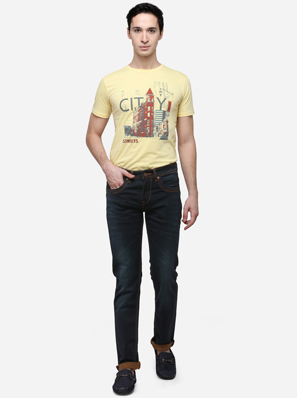 Dark Blue Solid Slim Fit Jeans | JB Sport