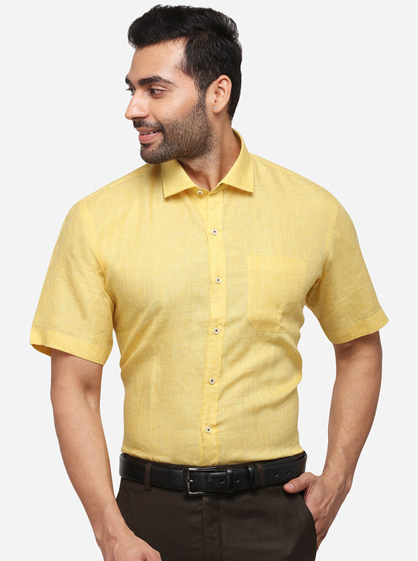 Yellow Solid Smart Fit Formal Shirt | JadeBlue