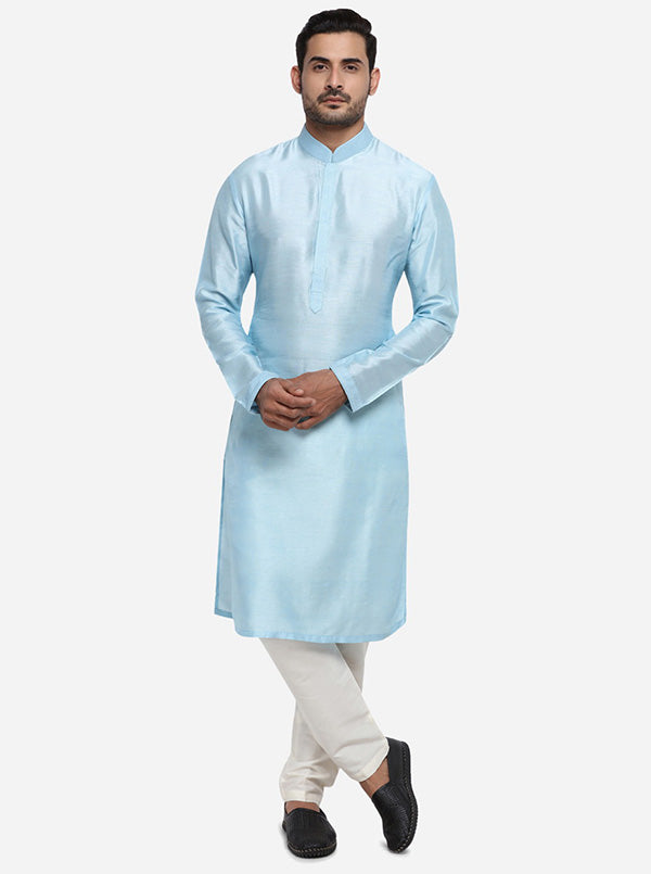 Powder Blue Kurta Set with Powder Blue Jacket | Siddhesh Chauhan