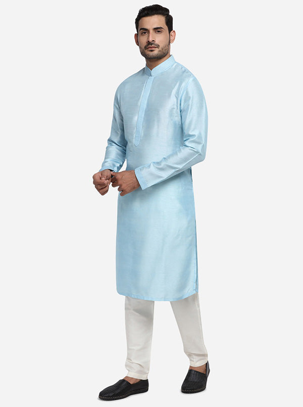 Powder Blue Kurta Set with Powder Blue Jacket | Siddhesh Chauhan