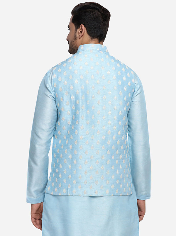 Powder Blue Kurta Set with Powder Blue Jacket | Siddhesh Chauhan