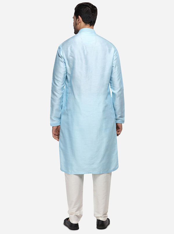 Powder Blue Kurta Set with Powder Blue Jacket | Siddhesh Chauhan