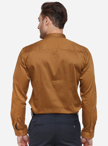 Brown Solid Slim Fit Party Wear Shirt | Greenfibre
