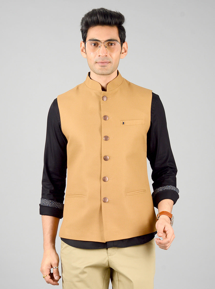 Beige Bandhgala Jacket | Greenfibre